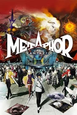 Cover art for Metaphor: ReFantazio — a fantasy crowd scene with the protagonist front and center.